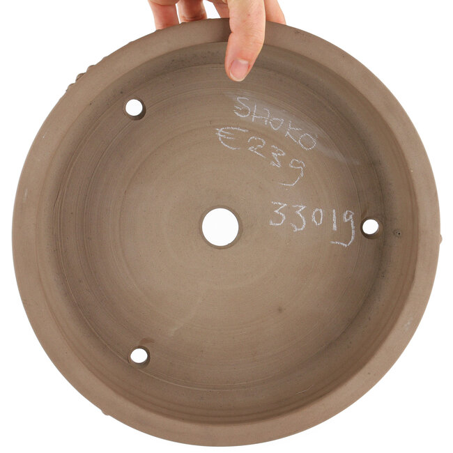 Ronde ongeglazuurde bonsaipot van Shoko - 255 x 255 x 72 mm