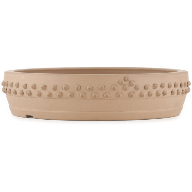 Round unglazed bonsai pot by Shoko - 220 x 220 x 50 mm