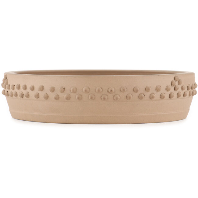 Round unglazed bonsai pot by Shoko - 220 x 220 x 50 mm