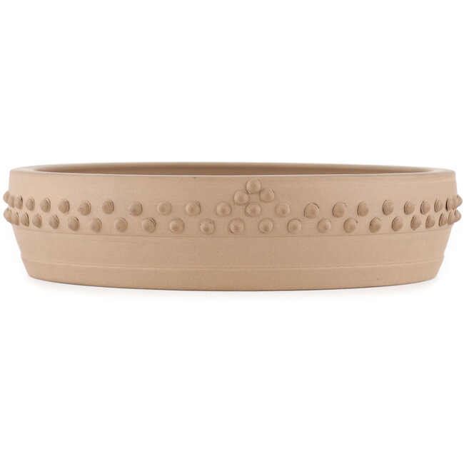 Round unglazed bonsai pot by Shoko - 220 x 220 x 50 mm
