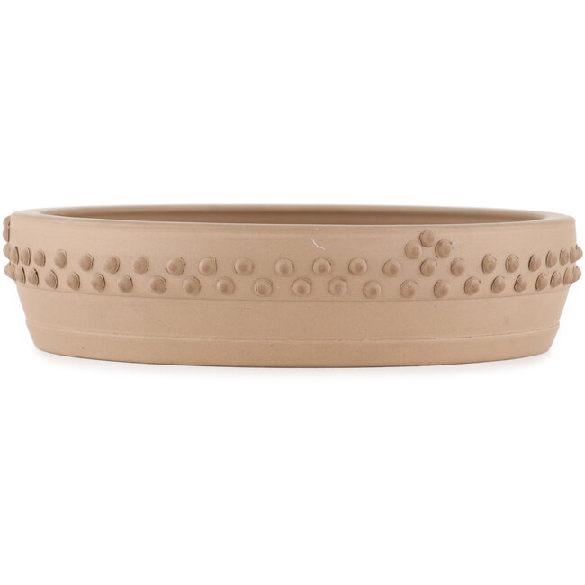 Round unglazed bonsai pot by Shoko - 220 x 220 x 50 mm