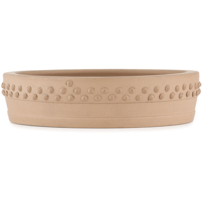 Round unglazed bonsai pot by Shoko - 200 x 200 x 50 mm