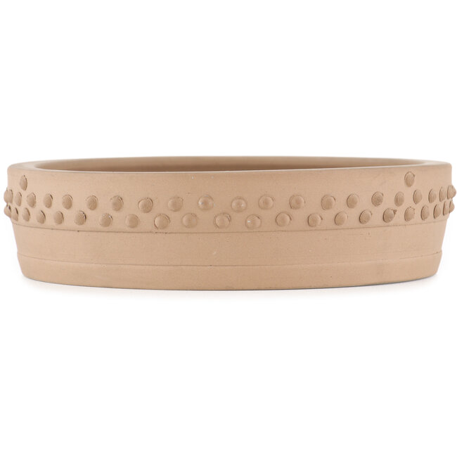 Round unglazed bonsai pot by Shoko - 200 x 200 x 50 mm