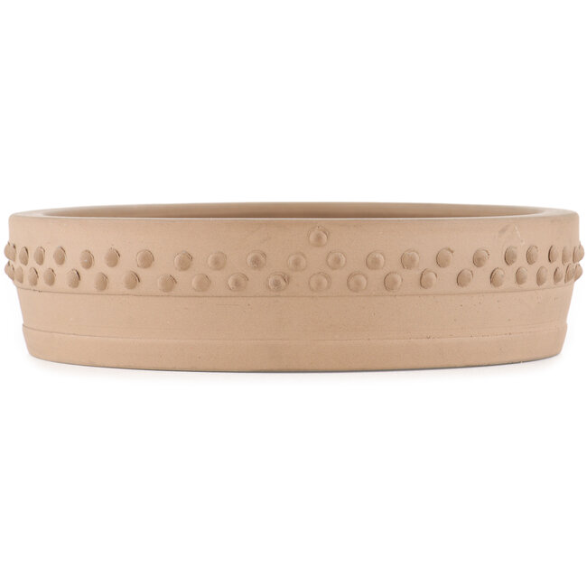Round unglazed bonsai pot by Shoko - 200 x 200 x 50 mm