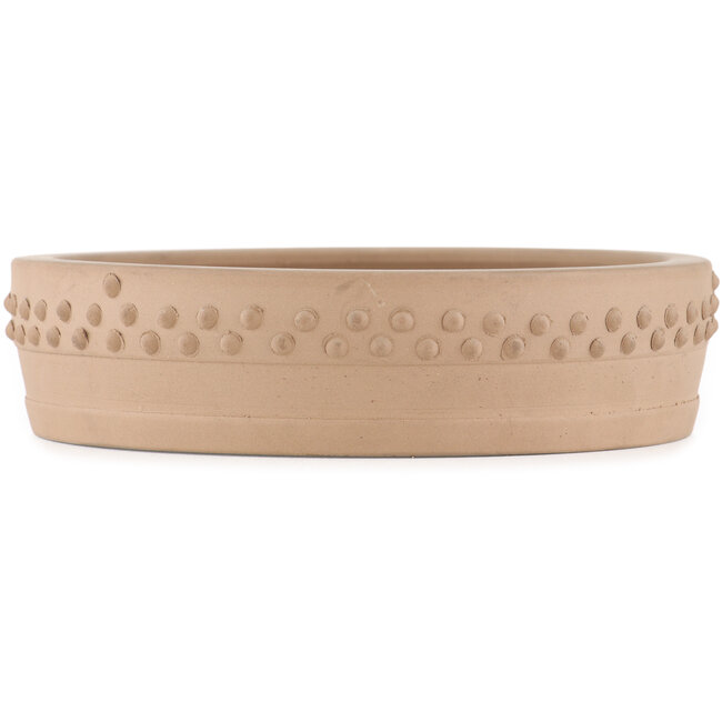 Round unglazed bonsai pot by Shoko - 200 x 200 x 50 mm