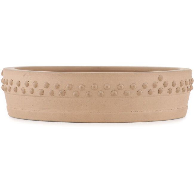 Round unglazed bonsai pot by Shoko - 200 x 200 x 50 mm