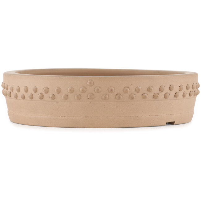 Round unglazed bonsai pot by Shoko - 200 x 200 x 50 mm