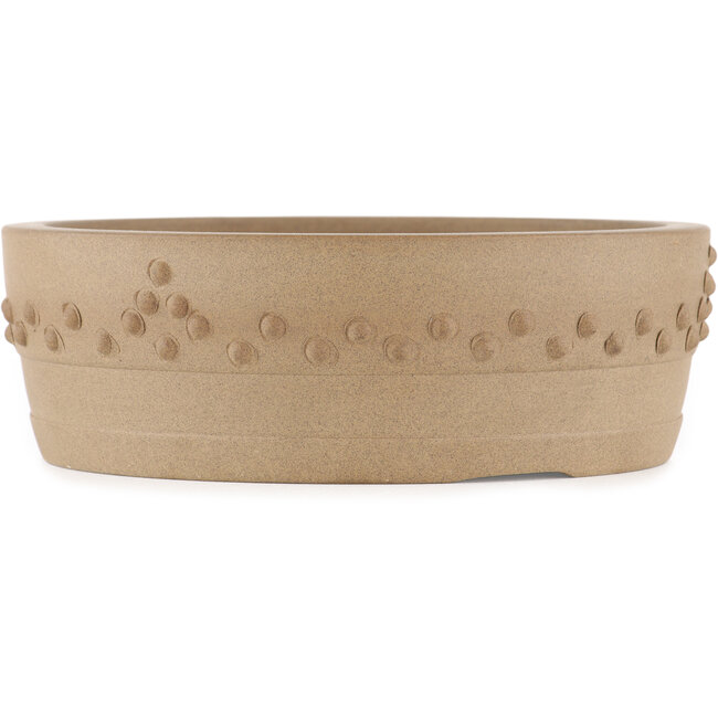 Round unglazed bonsai pot by Itouen - 195 x 195 x 60 mm