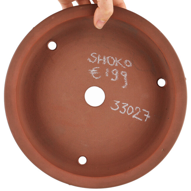 Round unglazed bonsai pot by Shoko - 235 x 235 x 55 mm