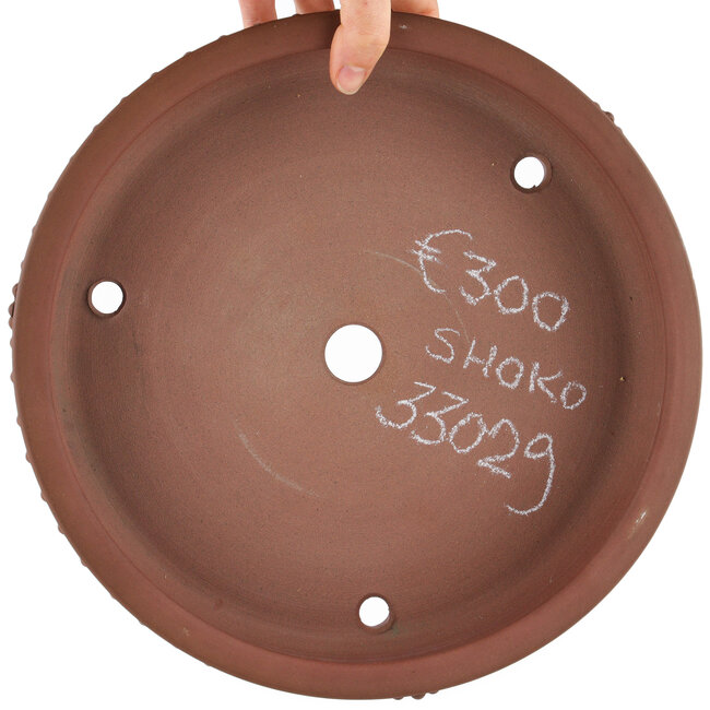Ronde ongeglazuurde bonsaipot van Shoko - 285 x 285 x 65 mm
