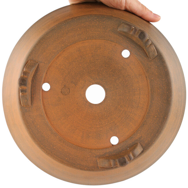 Round unglazed bonsai pot by Itouen - 250 x 250 x 80 mm