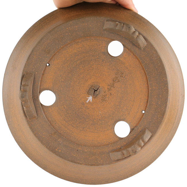 Round unglazed bonsai pot by Itouen - 250 x 250 x 75 mm