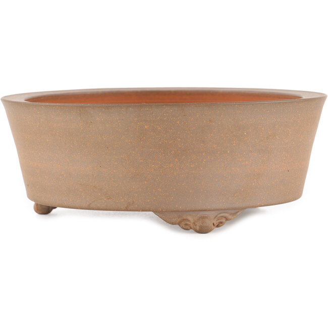 Round unglazed bonsai pot by Itouen - 205 x 205 x 80 mm