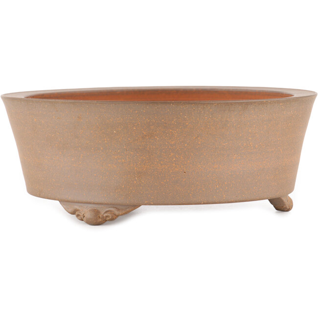 Round unglazed bonsai pot by Itouen - 205 x 205 x 80 mm