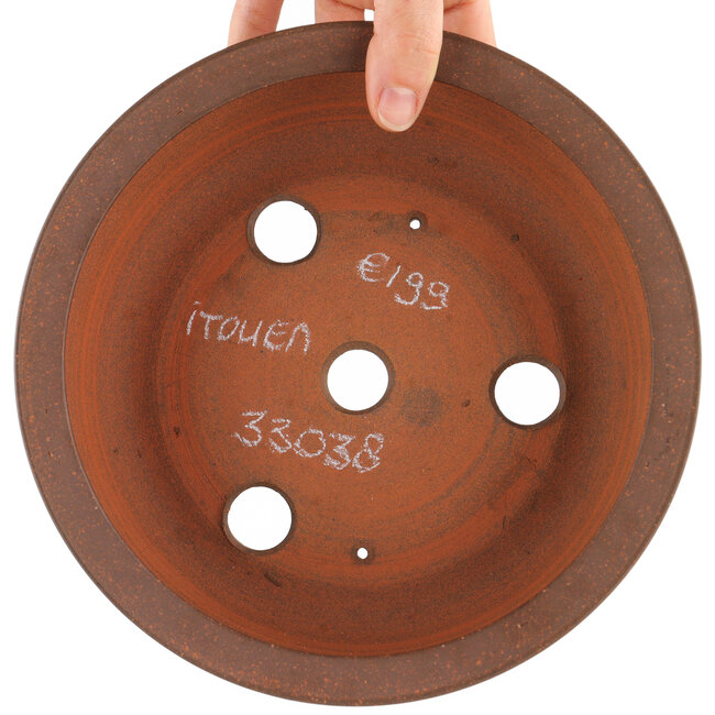 Round unglazed bonsai pot by Itouen - 205 x 205 x 80 mm