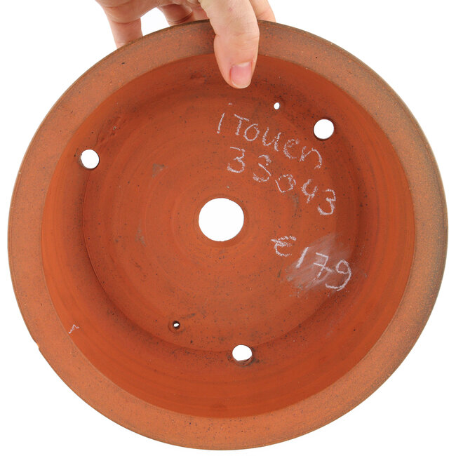 Round unglazed bonsai pot by Itouen - 215 x 215 x 75 mm