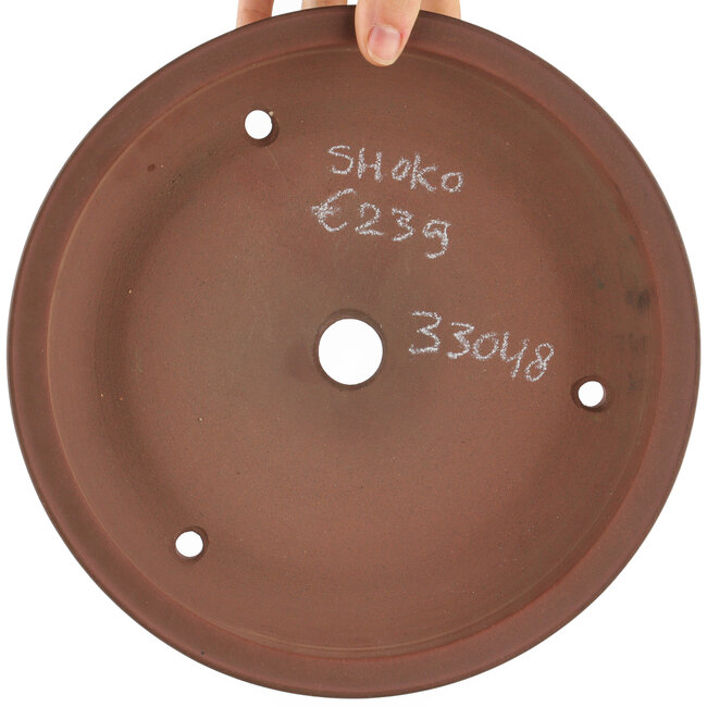 Round unglazed bonsai pot by Shoko - 250 x 250 x 50 mm