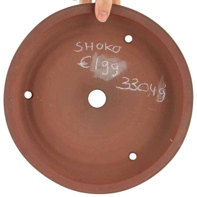 Round unglazed bonsai pot by Shoko - 255 x 255 x 50 mm