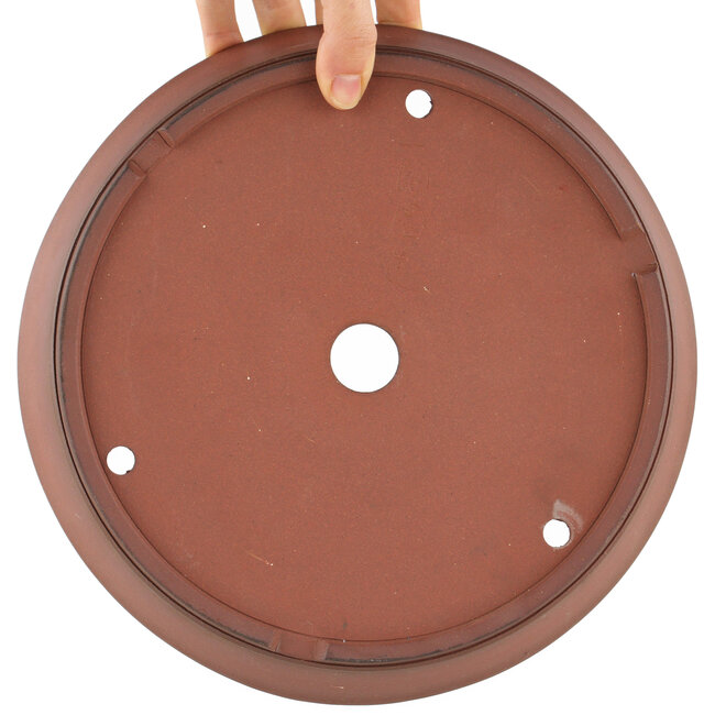 Round unglazed bonsai pot by Shoko - 255 x 255 x 50 mm