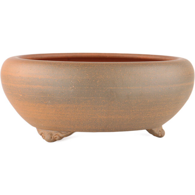 Round unglazed bonsai pot by Itouen - 215 x 215 x 90 mm