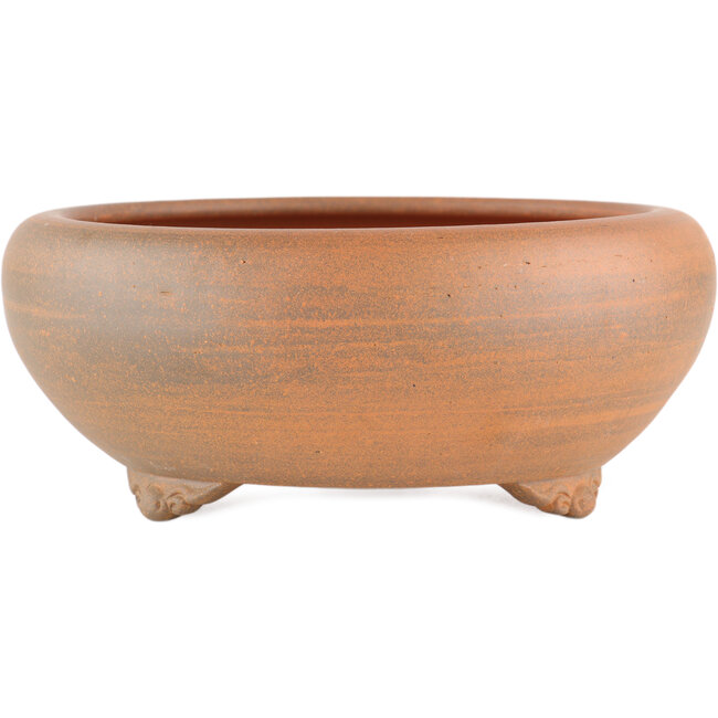 Round unglazed bonsai pot by Itouen - 215 x 215 x 90 mm