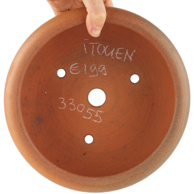 Round unglazed bonsai pot by Itouen - 215 x 215 x 90 mm