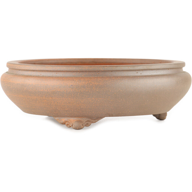 Round unglazed bonsai pot by Itouen - 215 x 215 x 70 mm