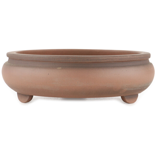 Round unglazed bonsai pot by Shoko - 205 x 205 x 65 mm