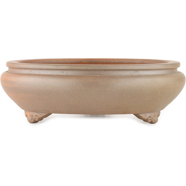 Round unglazed bonsai pot by Itouen - 215 x 215 x 70 mm