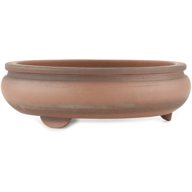 Round unglazed bonsai pot by Shoko - 205 x 205 x 65 mm