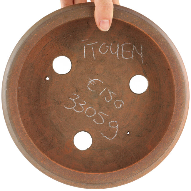 Round unglazed bonsai pot by Itouen - 215 x 215 x 70 mm