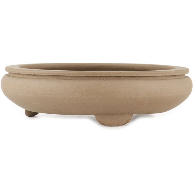 Round unglazed bonsai pot by Itouen - 198 x 198 x 55 mm