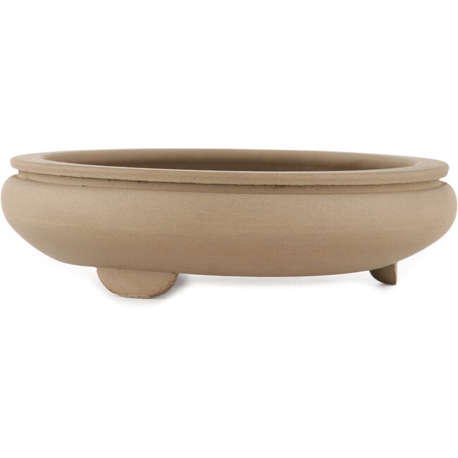 Round unglazed bonsai pot by Itouen - 198 x 198 x 55 mm