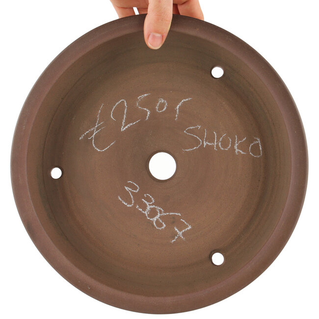 Round unglazed bonsai pot by Shoko - 250 x 250 x 60 mm