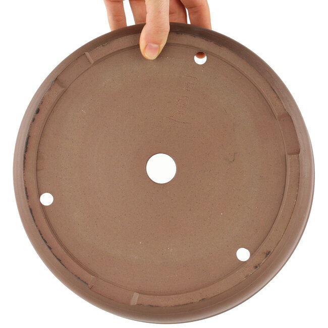 Round unglazed bonsai pot by Shoko - 250 x 250 x 60 mm