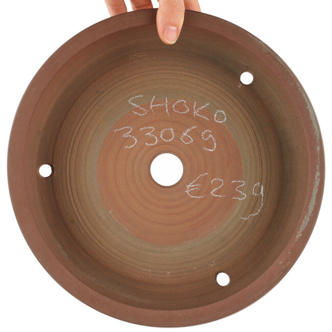 Ronde ongeglazuurde bonsaipot van Shoko - 245 x 245 x 60 mm