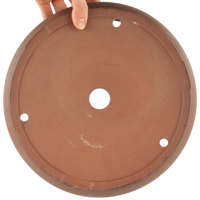 Round unglazed bonsai pot by Shoko - 245 x 245 x 60 mm
