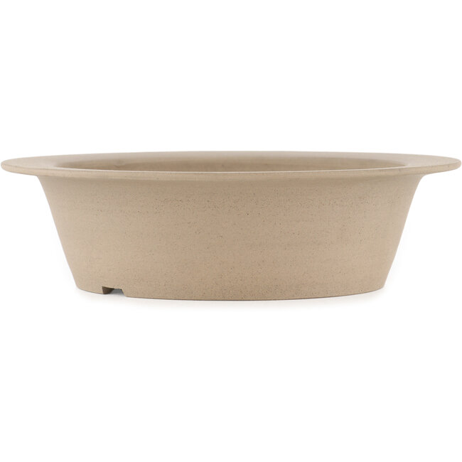 Round unglazed bonsai pot by Shoko - 257 x 257 x 70 mm