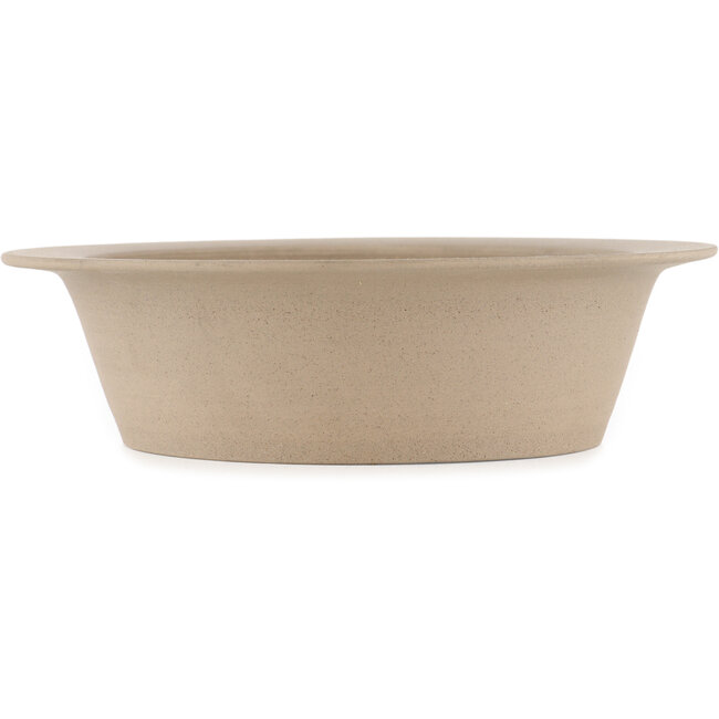 Round unglazed bonsai pot by Shoko - 257 x 257 x 70 mm