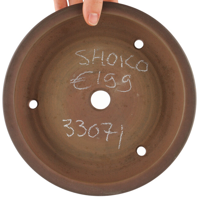 Round unglazed bonsai pot by Shoko - 215 x 215 x 57 mm