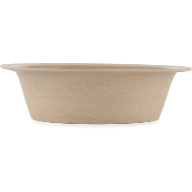 Round unglazed bonsai pot by Shoko - 257 x 257 x 70 mm