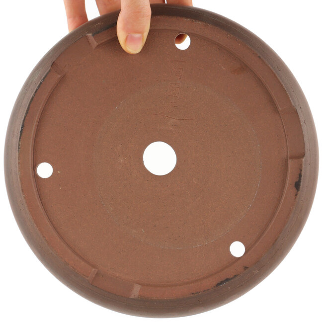 Round unglazed bonsai pot by Shoko - 215 x 215 x 57 mm