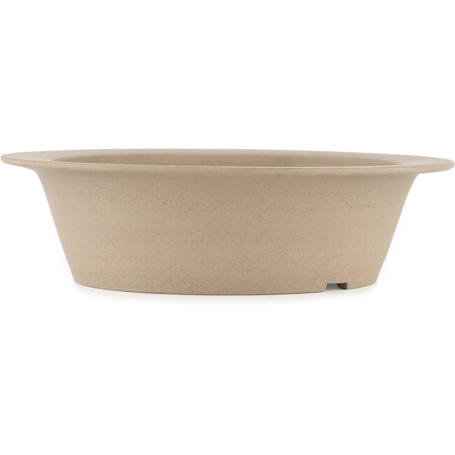 Round unglazed bonsai pot by Shoko - 257 x 257 x 70 mm