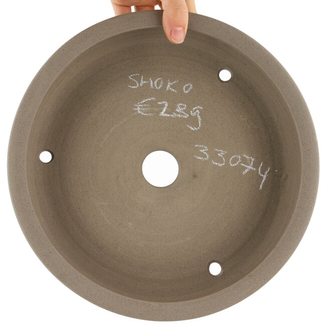 Round unglazed bonsai pot by Shoko - 258 x 258 x 55 mm