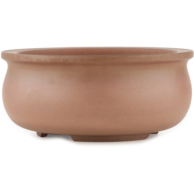 Round unglazed bonsai pot by Itouen - 215 x 215 x 95 mm