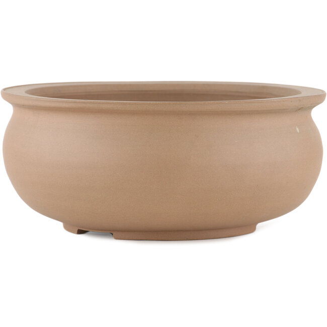 Round unglazed bonsai pot by Shoko - 205 x 205 x 90 mm