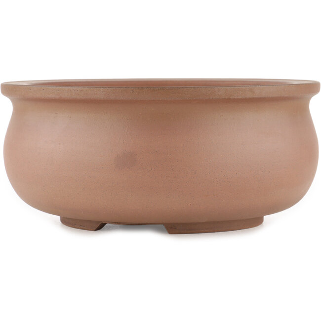 Round unglazed bonsai pot by Itouen - 215 x 215 x 95 mm