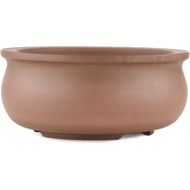 Round unglazed bonsai pot by Itouen - 215 x 215 x 95 mm