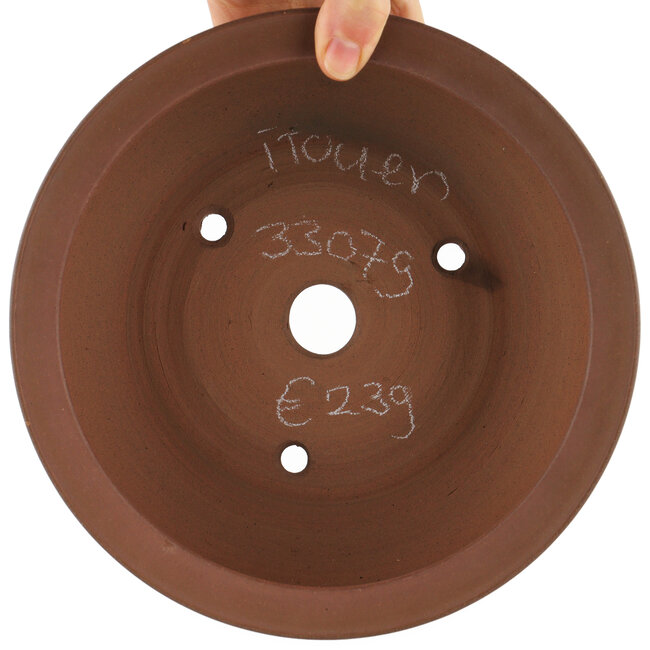 Maceta para bonsái redonda sin esmaltar de Itouen - 215 x 215 x 95 mm