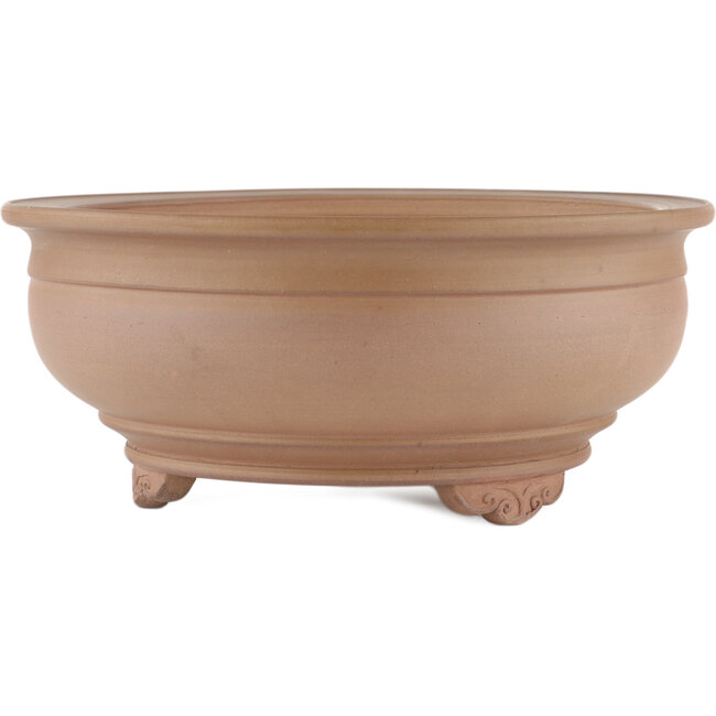 Round unglazed bonsai pot by Itouen - 263 x 263 x 111 mm